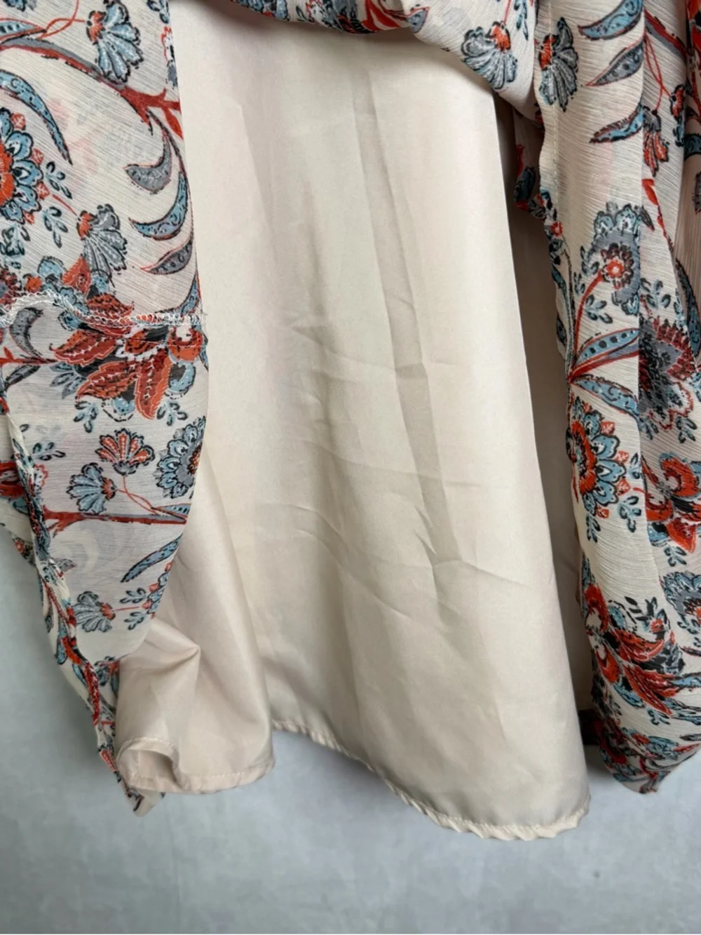 BB Dakota Floral Boho Midi Dress Women’s Sz 2 Cream Red Blue Sleeveless Coastal - Picture 5 of 9